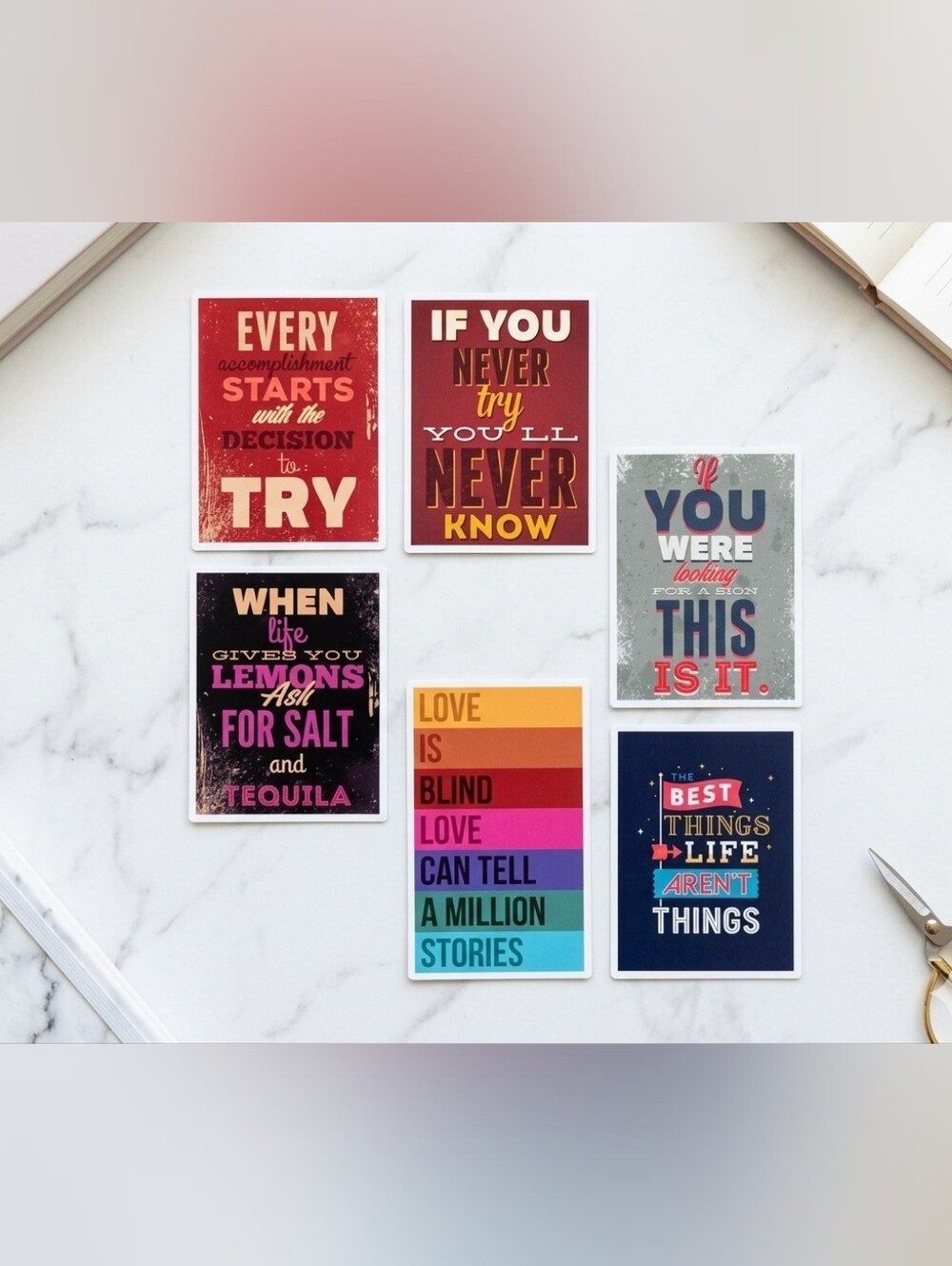Set of 6 Motivational Sticker Decals - Inspirational Quotes Vibe Pack NEW